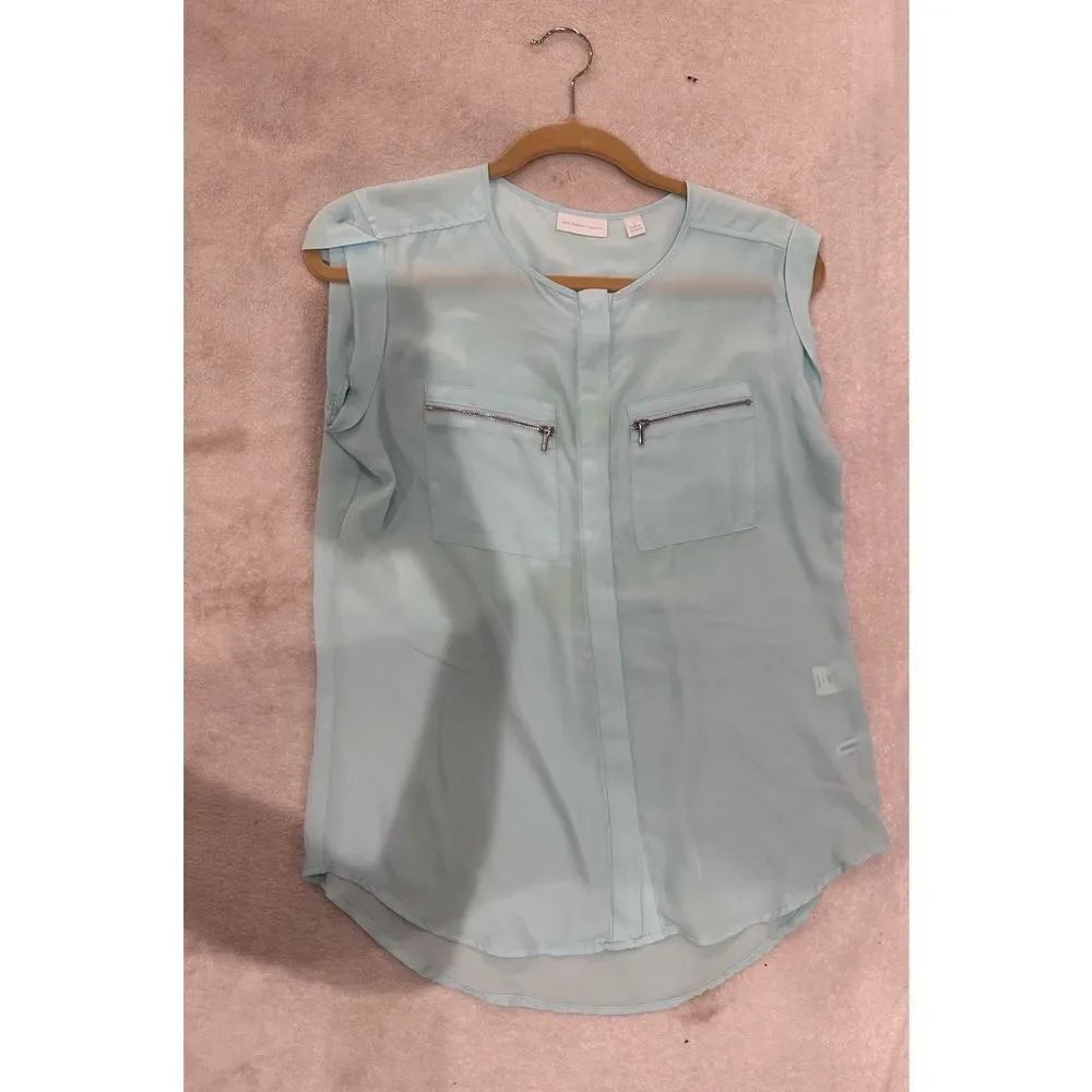 New York & Company size S baby blue women’s blouse with zippers